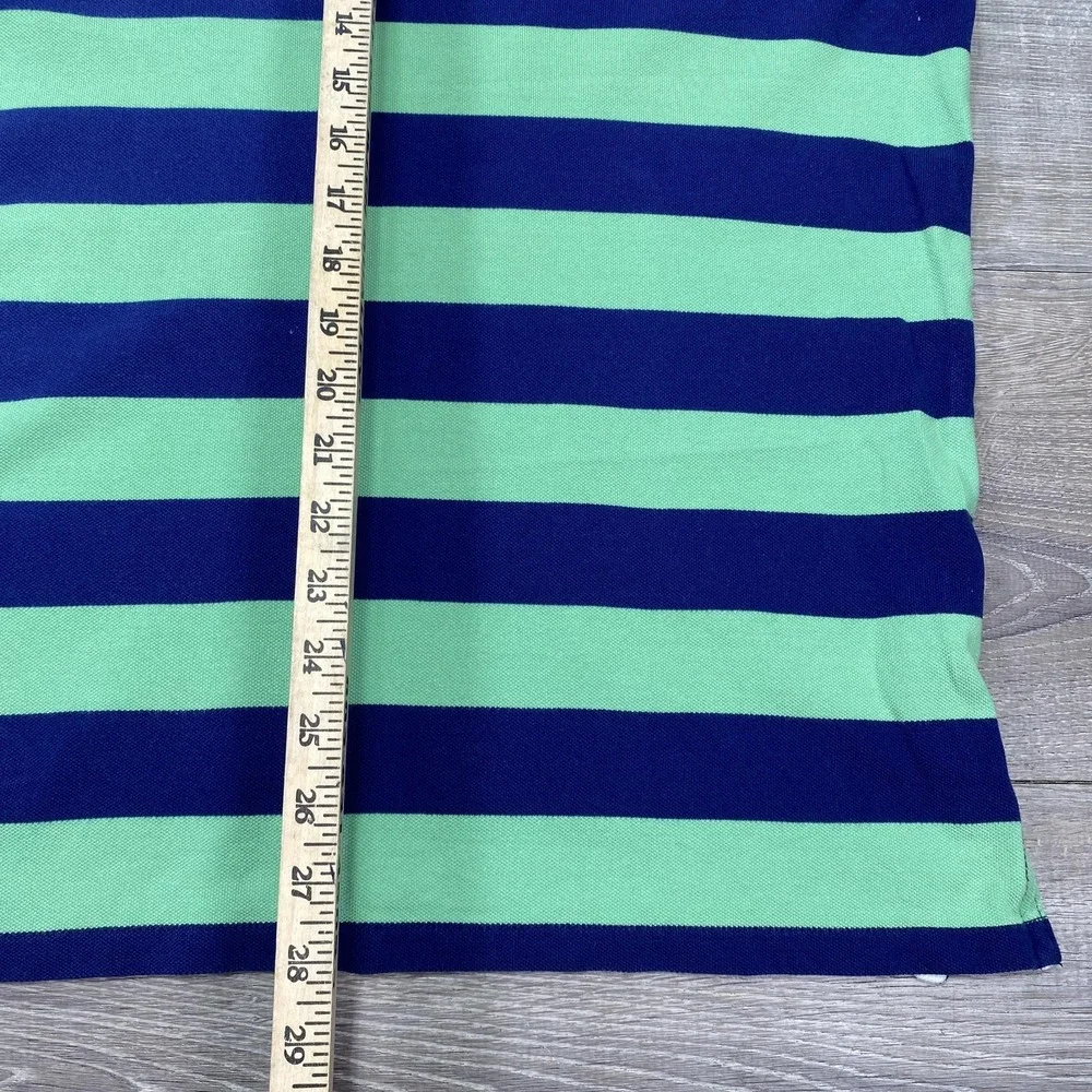 Polo Ralph Lauren Polo Shirt Mens Large Green Navy Striped Custom Fit Rugby Logo - Picture 5 of 16